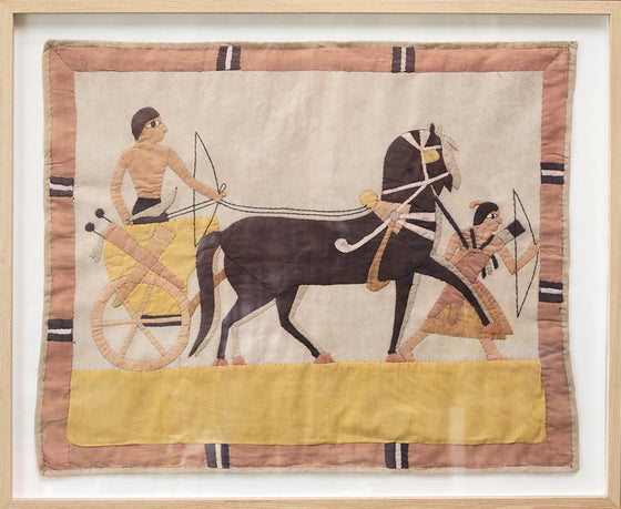 1920s Egyptian Revival Framed Wall Tapestry with Chariot